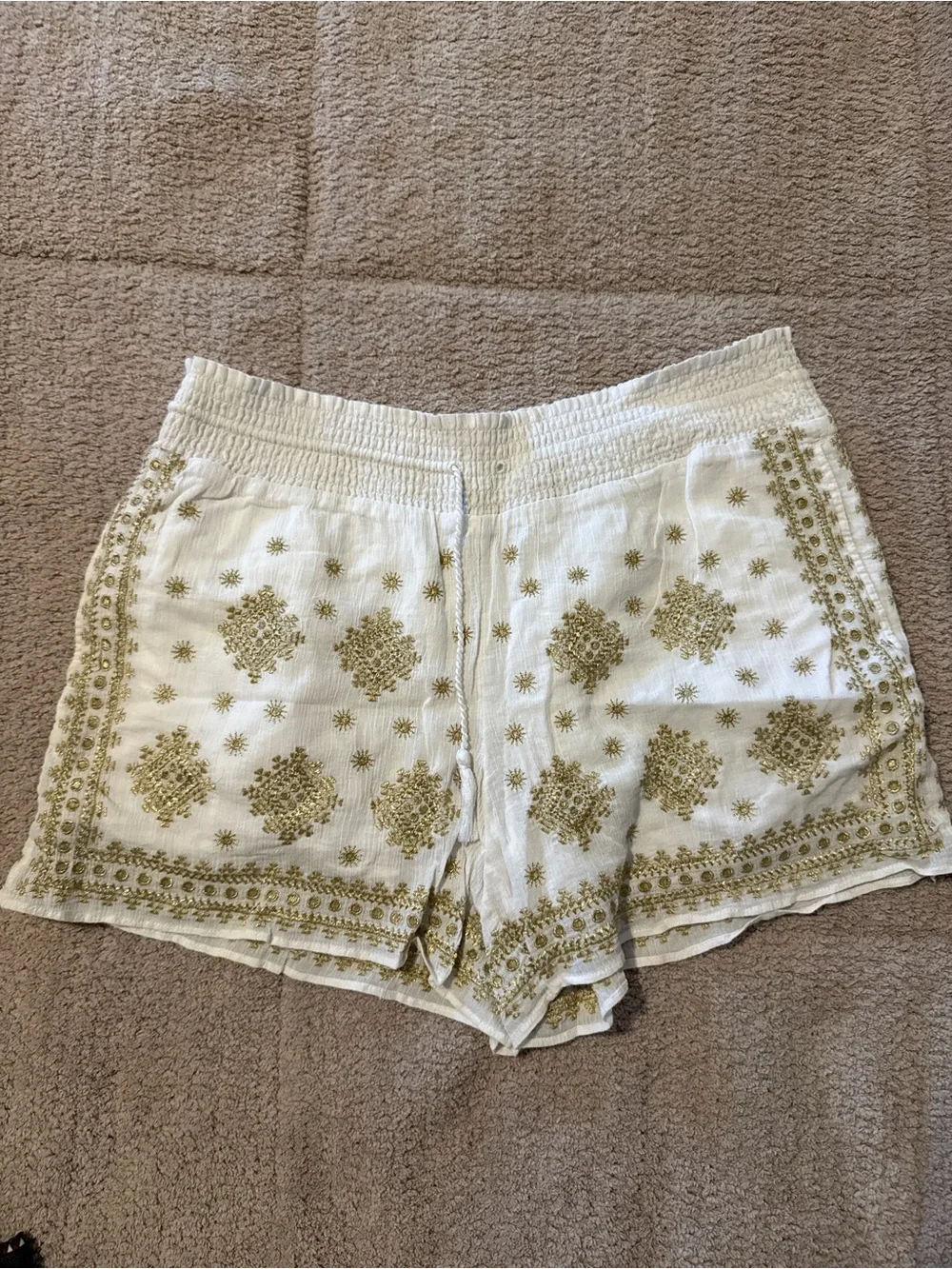 J. Crew White and Gold Shorts